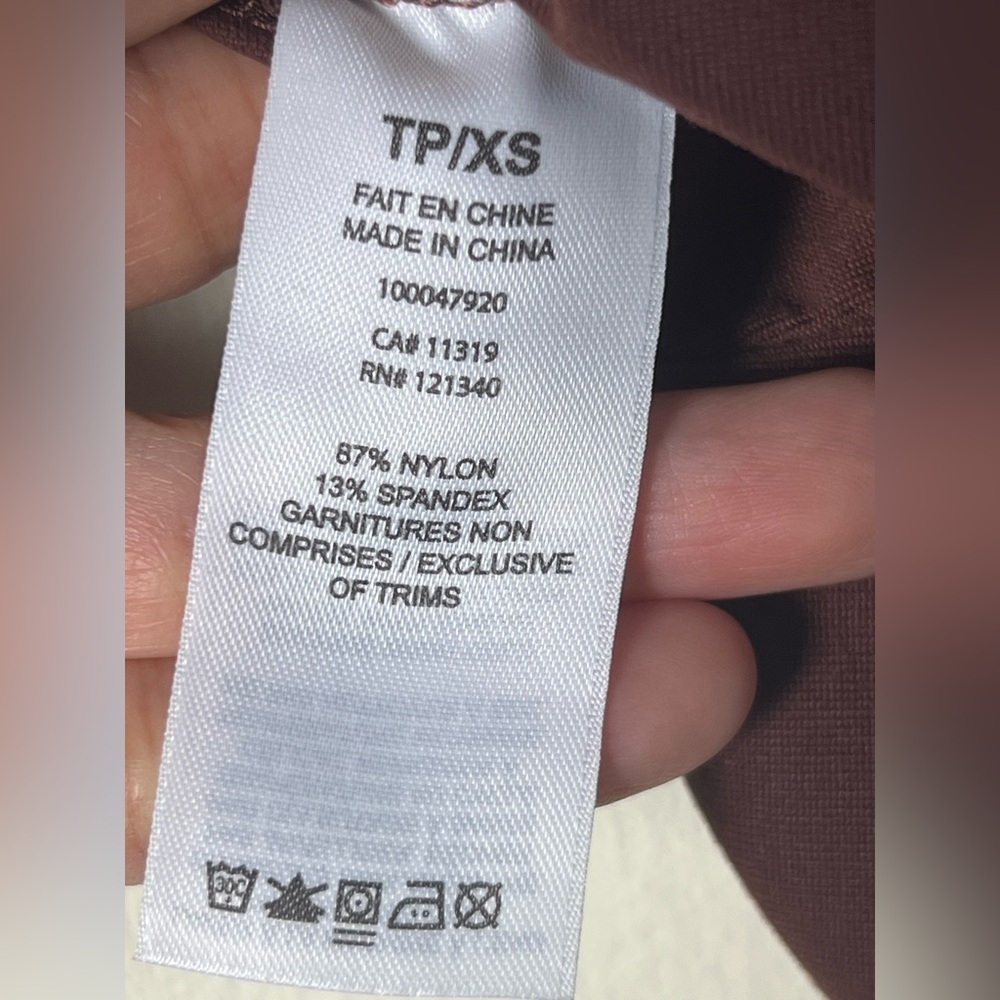 DYNAMITE Womens Square Neck Tank Bodysuit Bitter Chocolate XS Slim Fit - Picture 13 of 16